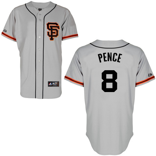 Hunter Pence #8 mlb Jersey-San Francisco Giants Women's Authentic Road 2 Gray Cool Base Baseball Jersey